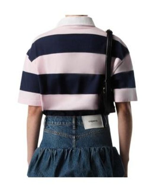 Coperni Blue Logo Embroidered Striped Polo Shirt