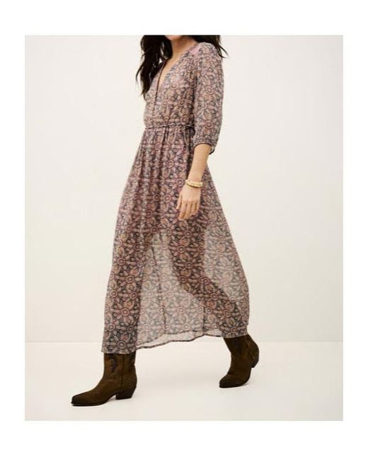 Ba&sh Multicolor Printed V-Neck Midi Dress