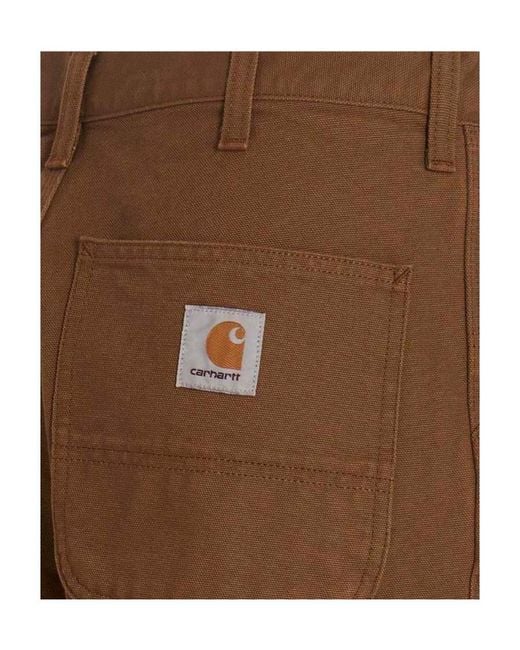 Carhartt Brown Logo-Patch Trousers for men