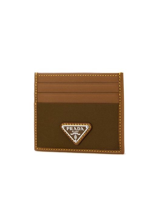 Prada Brown Logo Plaque Card Holder for men