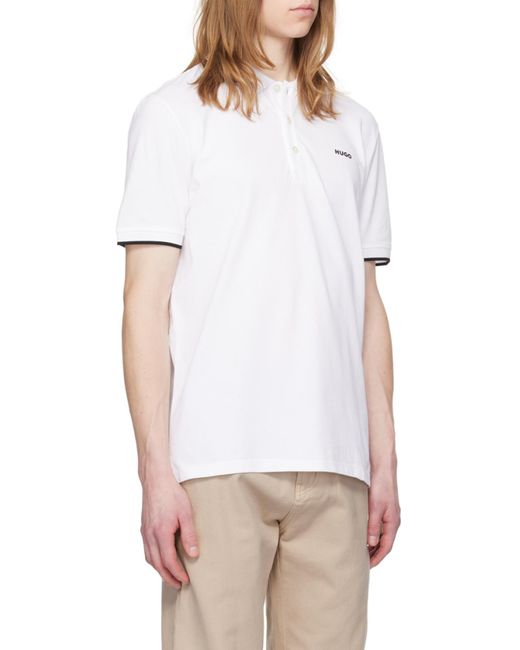 Boss White Hugo Slim-Fit Short-Sleeved Polo Shirt for men