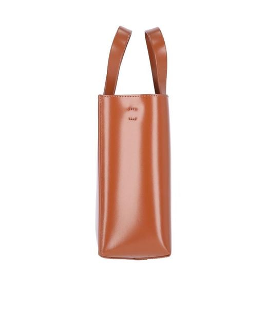 Marni Brown Museo Logo Printed Mini Tote Bag