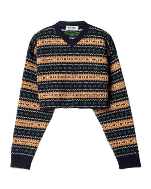 Miu Miu Black V-Neck Cropped Jumper