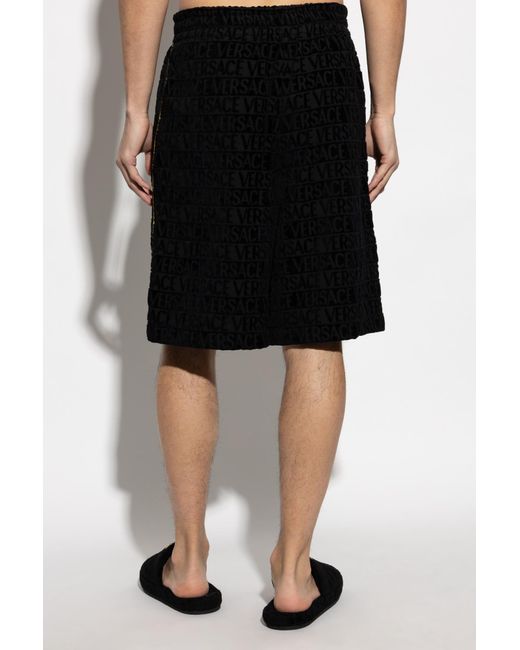 Versace Black Drawstring Elastic Waist Shorts for men
