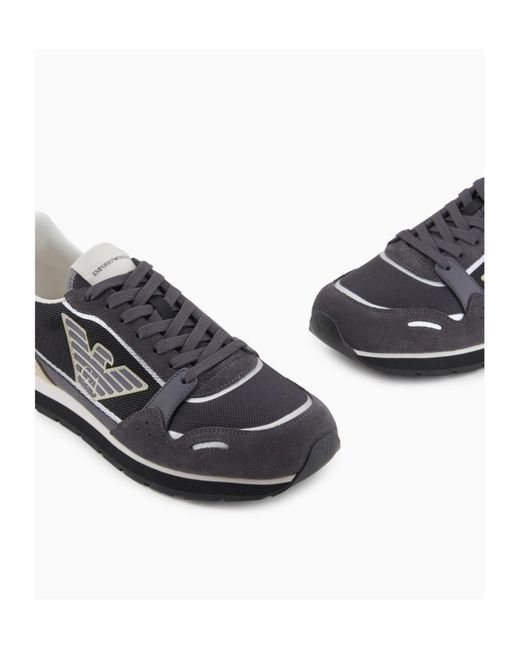 Emporio Armani Black Logo Patch Low-Top Sneakers for men