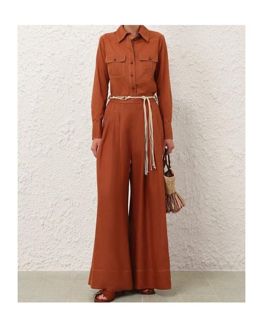 Zimmermann Brown Chest-Pocket Shirt