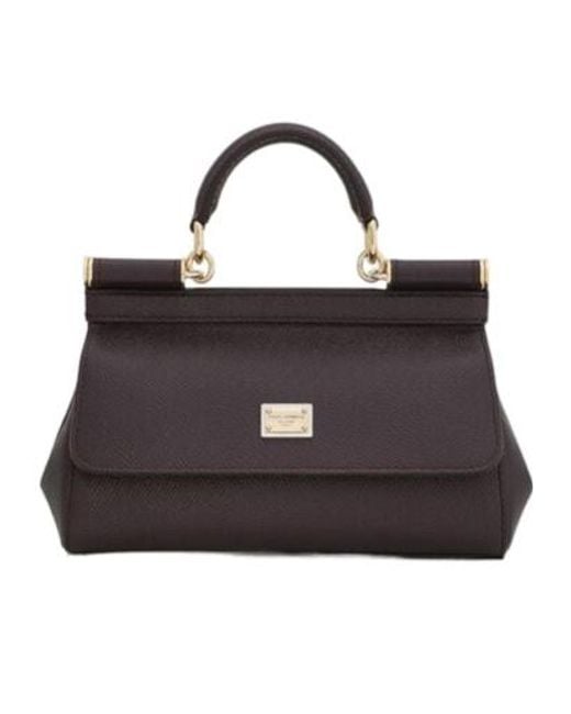 Dolce & Gabbana Black Logo Plaque Small Sicily Handbag