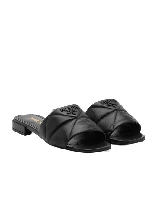 Prada Black Quilted Nappa Leather Sabots