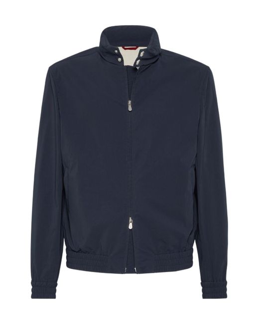Brunello Cucinelli Blue Water-Resistant Bomber Jacket for men