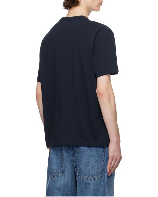 A.P.C. Blue Flocked Logo Crewneck T-Shirt for men