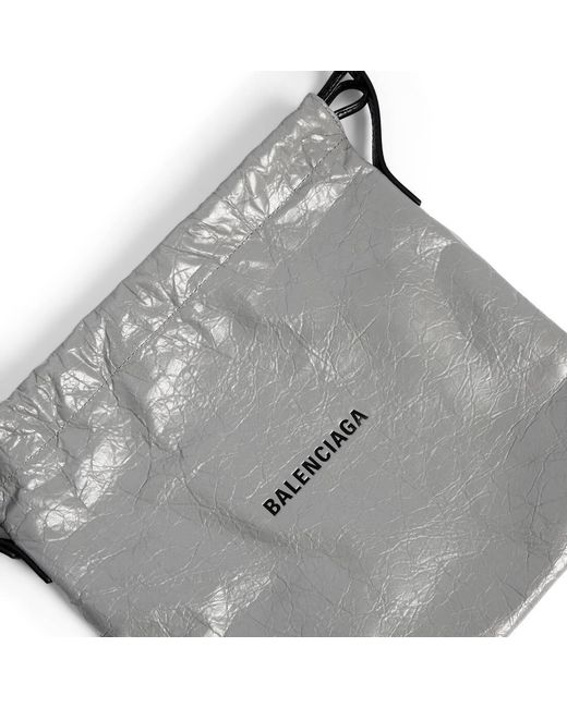 Balenciaga White Logo Detailed Drawstring Shoulder Bag for men