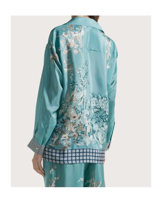 Seventy Blue Printed Floral Shirt
