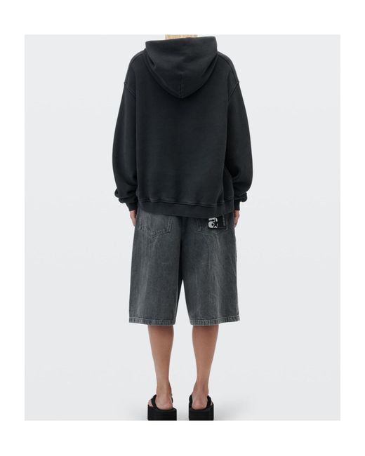 Alexander Wang Black Graphic-Print Pouch-Pocket Hoodie