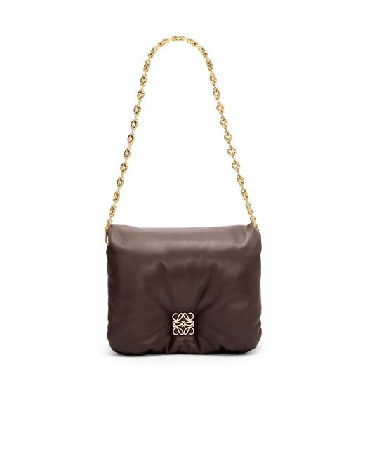 Loewe Brown Goya Puffer Chained Shoulder Bag