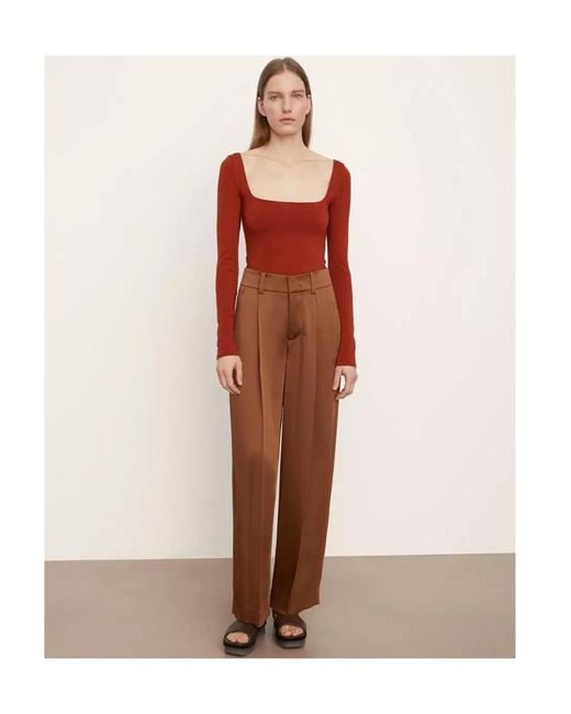 Vince Brown Tailored Wide-Leg Trousers
