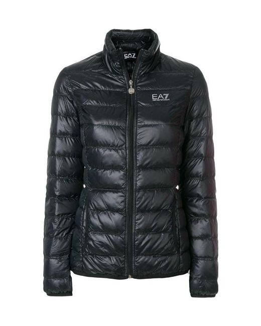 EA7 Black Logo Print Puffer Jacket