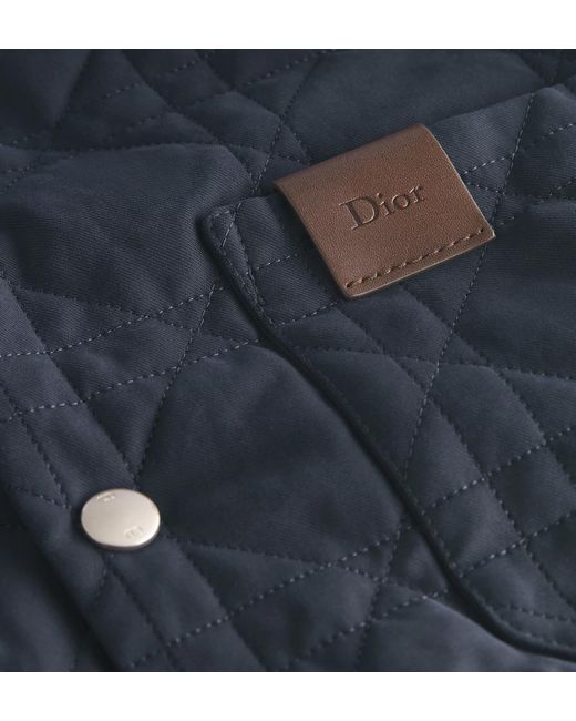 Dior Blue Cannage Overshirt With Leather Patch for men
