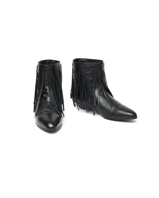 Saint Laurent Black Low-Heeled Boots