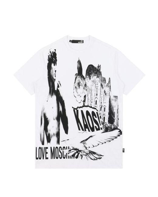 Moschino White Printed T-Shirt for men