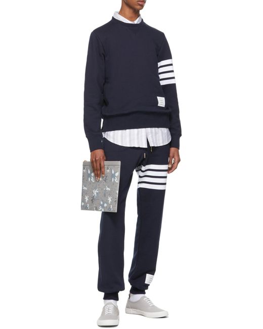 Thom Browne Blue Bar Striped Sweatpants for men