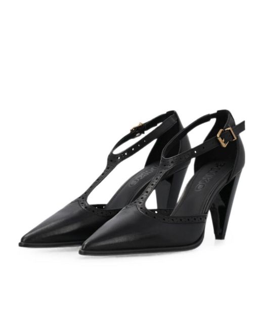 Pinko Black Brogue-Detail T-Bar Pumps