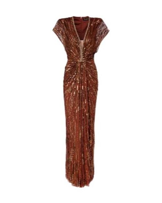 Jenny Packham Brown Zola Sequined Gown