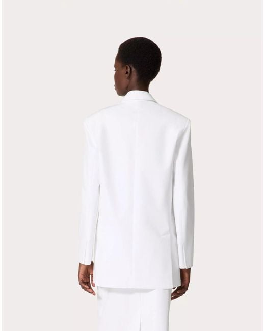 Valentino White Double-Breasted Long-Sleeved Jacket