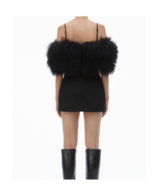 Alexander Wang Black Minidress With Detachable Mongolian Lamb Shearling