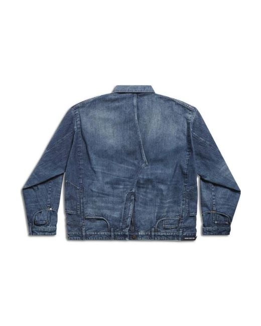 Balenciaga Blue Deconstructed Denim Jacket for men