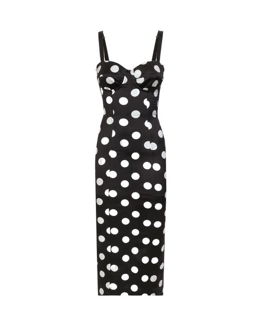 Dolce & Gabbana White Polka Dot Printed Sleeveless Dress
