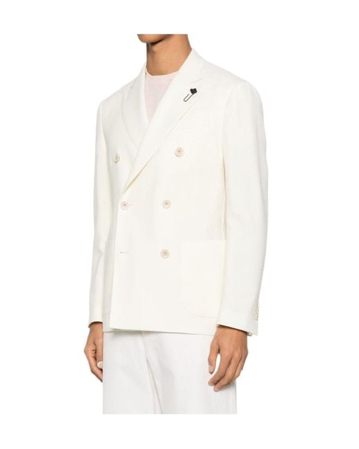 Lardini White Double-Breasted Blazer for men