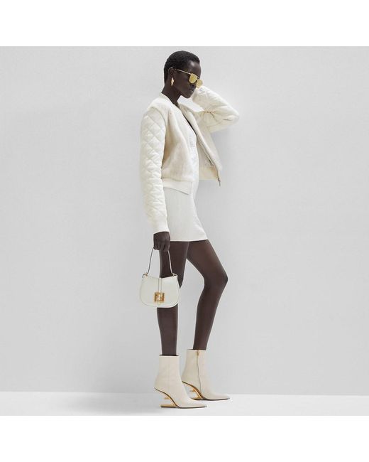 Fendi White Diamond Quilted Bomber Jacket