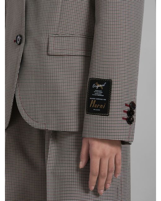 Marni Brown Houndstooth Checked Single-Breasted Jacket
