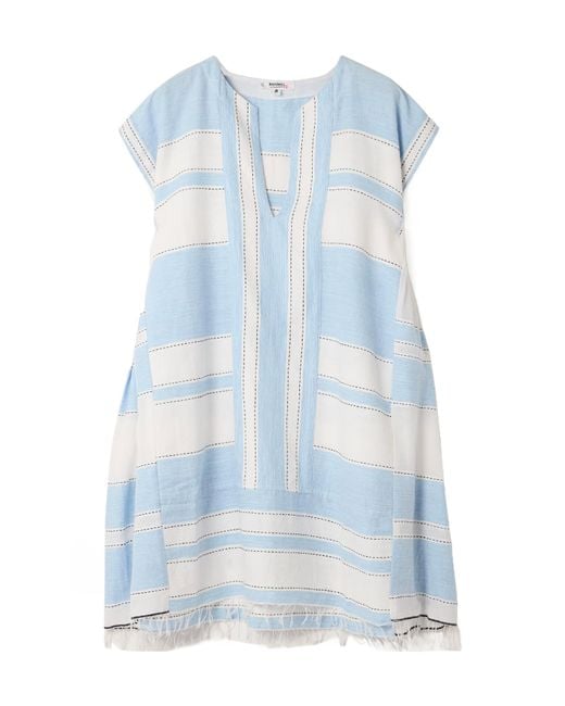 Lemlem Blue Fringed Striped Skirt