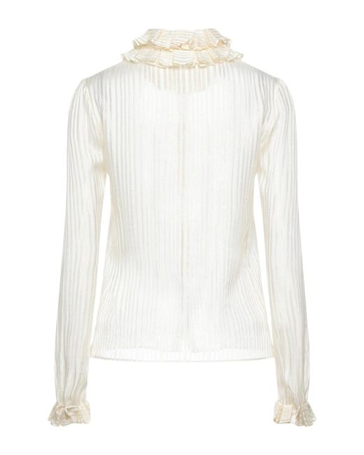 Saint Laurent White Striped Ruched Shirt