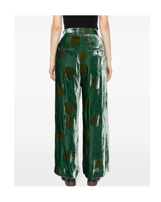 Uma Wang Green Pleated Zipper Casual Pants