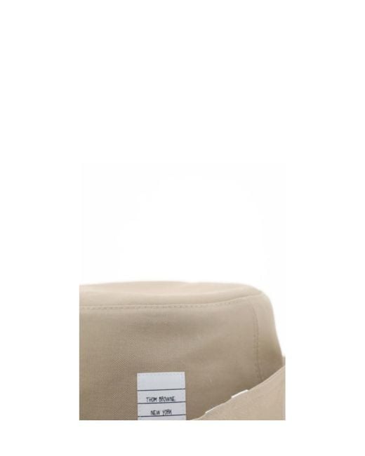 Thom Browne White 4-Bar Cotton Bucket Hat for men