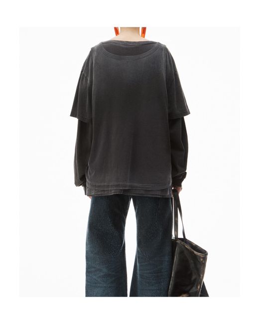 Alexander Wang Gray Oversize Triple-Layer T-Shirt for men