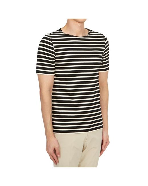 Saint James Black Striped Short-Sleeved T-Shirt for men