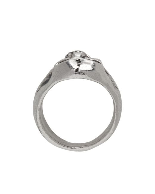 Our Legacy Metallic Sculpted Skull Ring for men