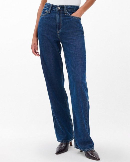 Rag & Bone Blue High-Rise Wide-Leg Jeans