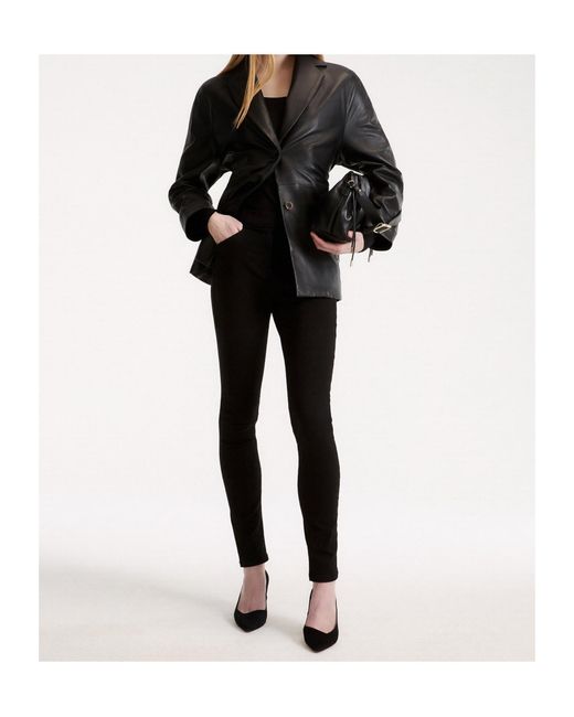 Marella Black Button-Front Leather Jacket