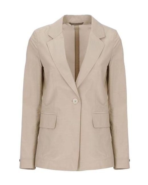 Peserico Natural Single-Breasted Peak-Lapel Blazer