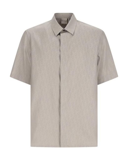 Dior Gray Monogram Short-Sleeve Shirt for men