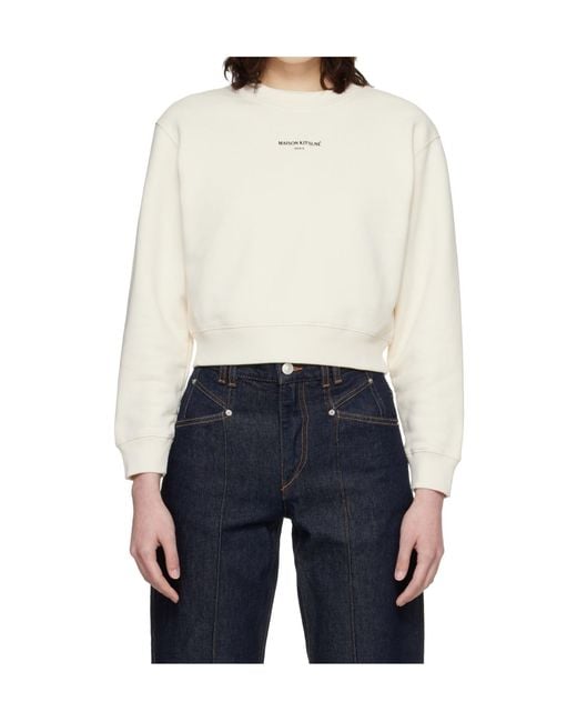 Maison Kitsuné White Maison Kitsuné Logo Crewneck Sweatshirt