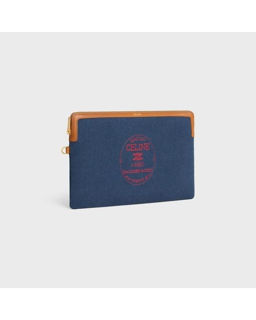 Céline Blue Small Pouch With Strap Cuir Triomphe