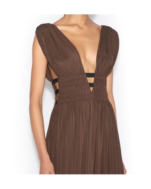 Alaïa Brown Alaïa Deesse V-Neck Dress