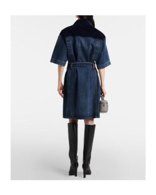Stella McCartney Blue Corduroy-Trimmed Denim Minidress
