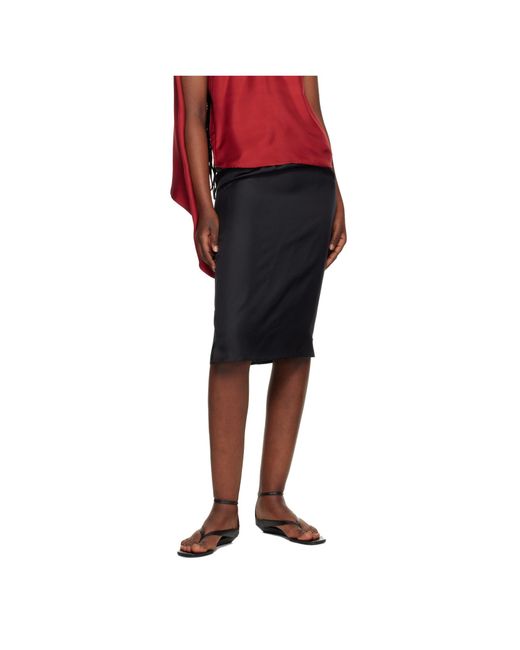 Loulou de Saison Black Vasali Silk Twill Midi Skirt