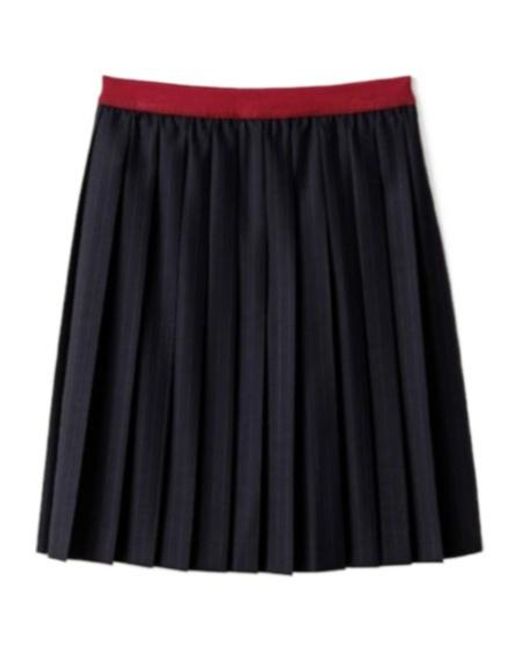 Miu Miu Black Pleated Pinstripe Midi Skirt